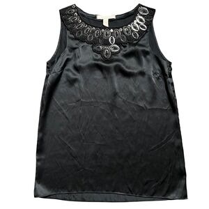 Banana Republic Heritage Black 100% Silk Beaded Sleeveless Top - Size S‎